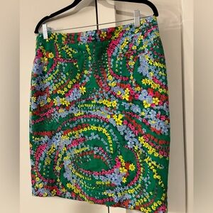 Floral Patterned Green Skirt. Talbots